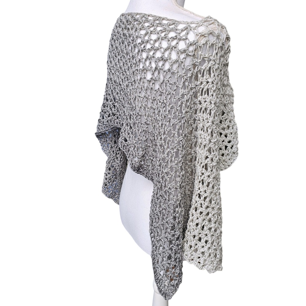 Handmade Crochet Shrug Gray Ombre Open Knit Festival Wrap Shawl - Picture 8 of 11